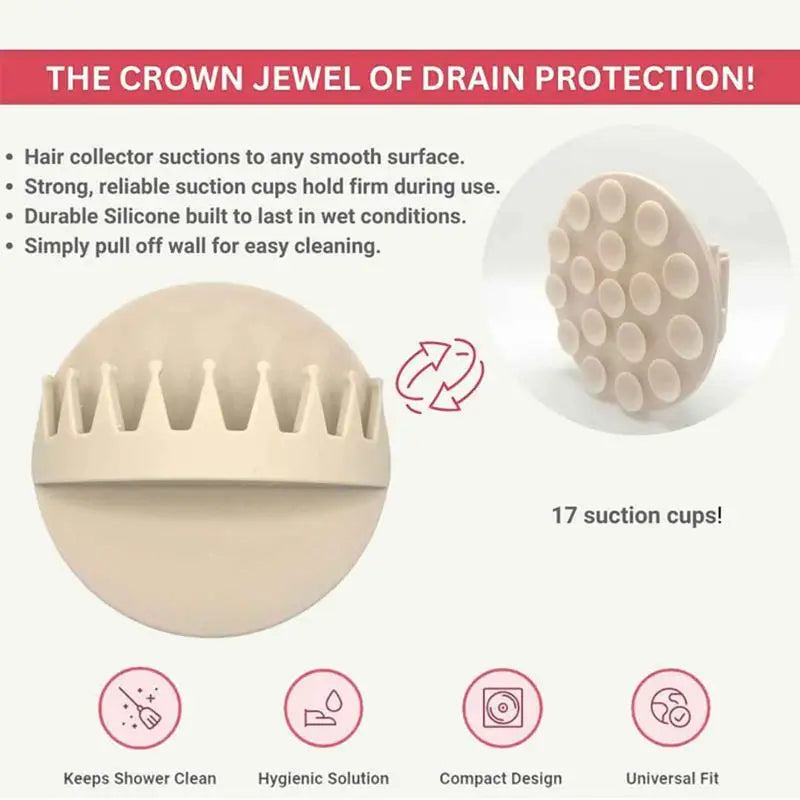 Wall Mounted Suction Shower Hair Collector in Beige