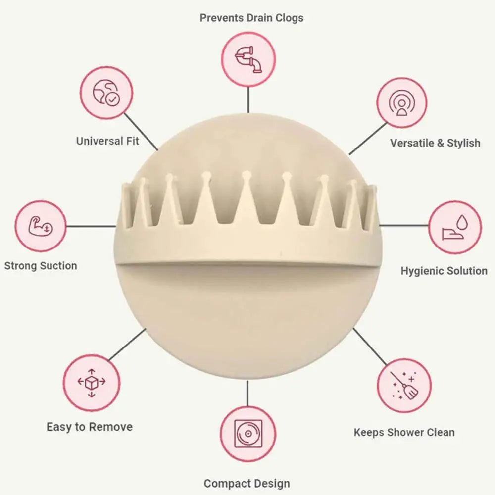 Wall Mounted Suction Shower Hair Collector in Beige